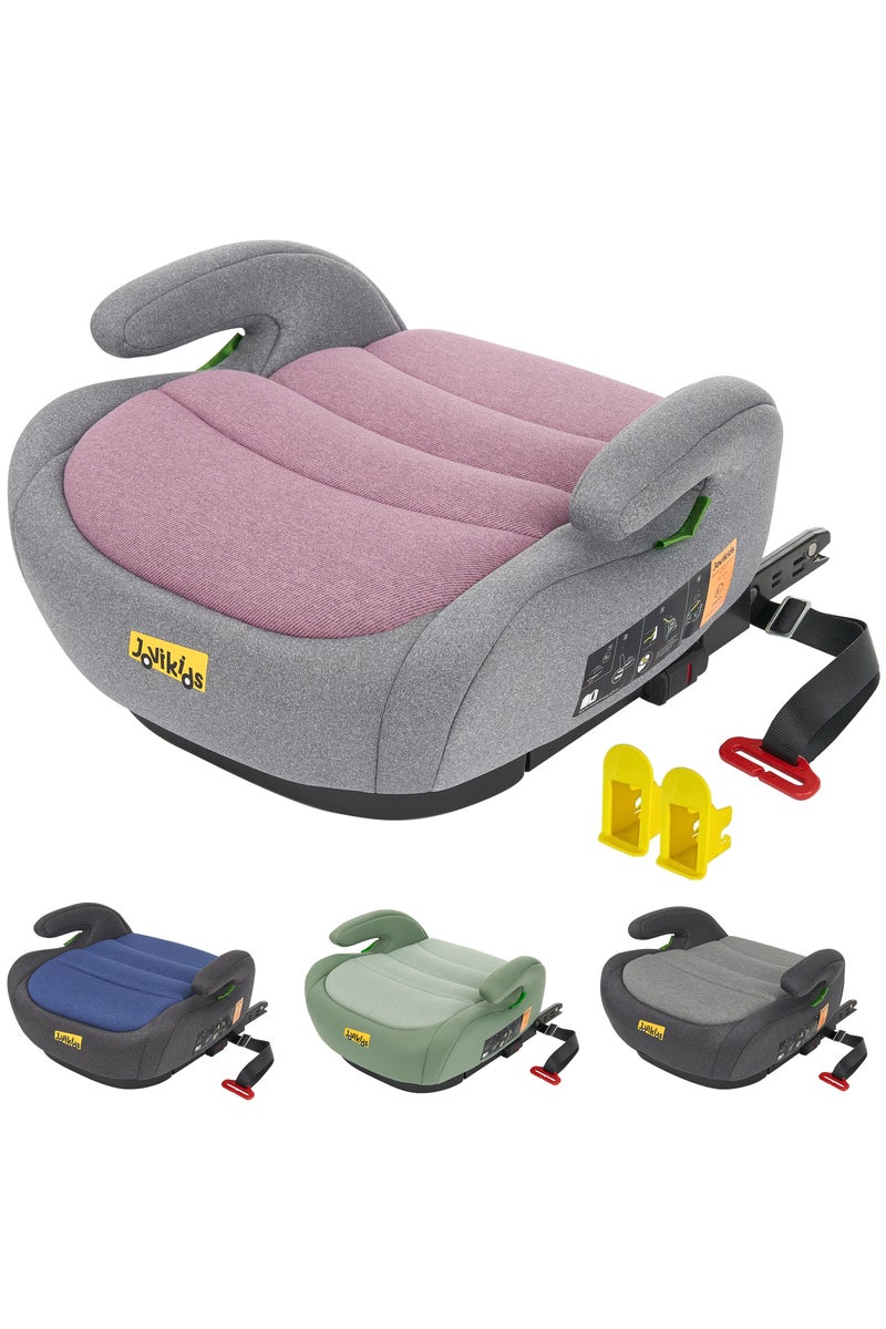 جوفيكيدز Jovikids Ohho I-Size Booster Seat for Car with ISOFIX, 125-150cm (Group 2/3, 6-12 Years), Portable Car Seats for Kids, Comfortable, Compact, Great for Travel, ECE R129, Pink - Image 1