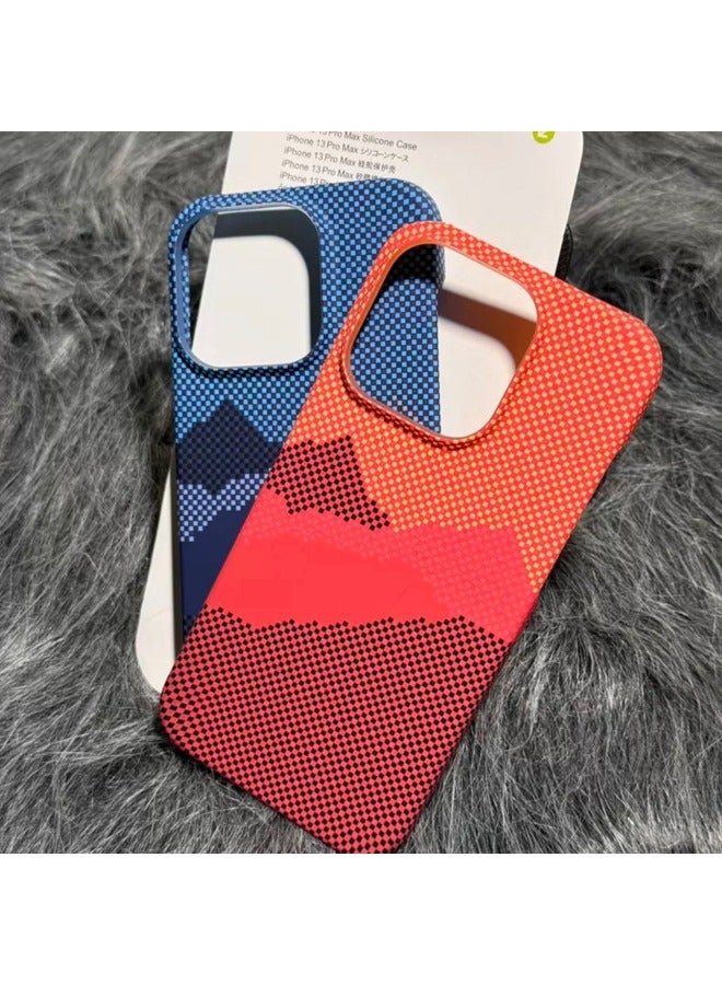 For IPhone16promax Kevlar Texture Phone Case Apple 15 Skin-Sense Half-Bag Drop-Resistant Protective Case 14-color:Gray Blue [half Pack Kevlar Pattern]-Applicable Models:iPhone16promax
