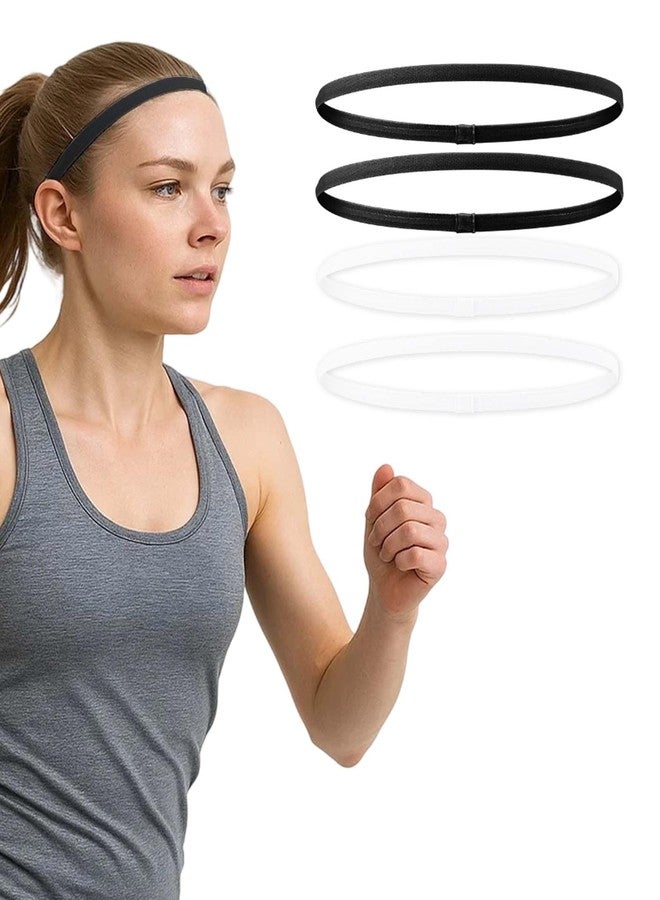 Chuppinz 4 PCS Hair Band for Men, Non-Slip Elastic Headbands for Women and Men, Sport Headbands for Gym, Running, Yoga, White and Black Set, Comfortable and Breathable Hair Accessories - Image 3