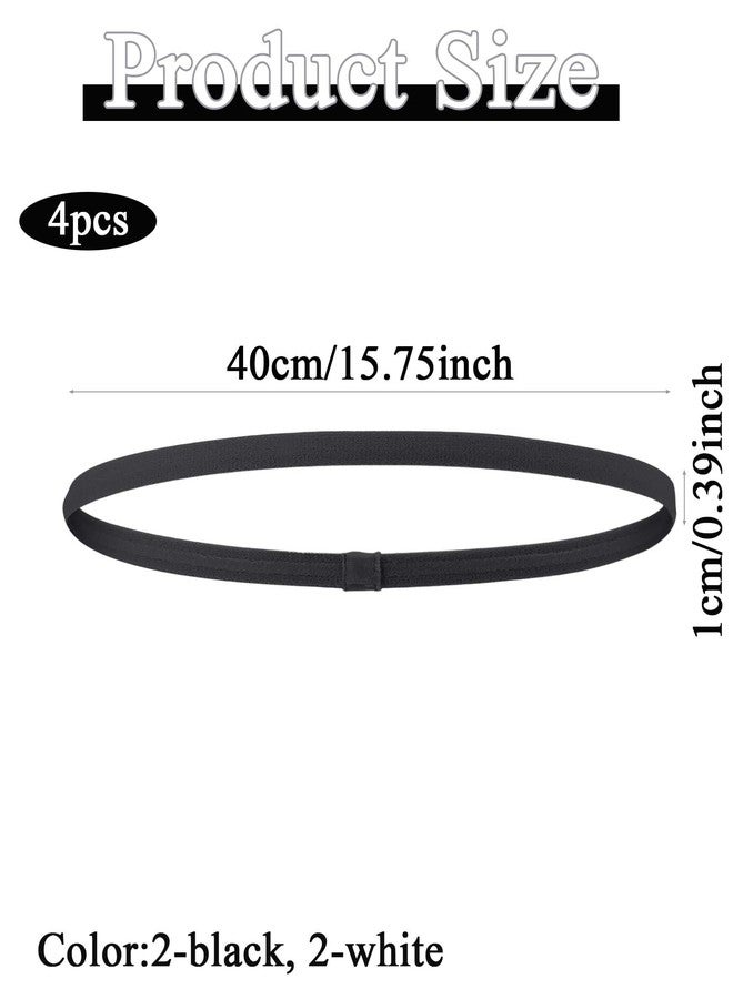 Chuppinz 4 PCS Hair Band for Men, Non-Slip Elastic Headbands for Women and Men, Sport Headbands for Gym, Running, Yoga, White and Black Set, Comfortable and Breathable Hair Accessories - Image 2