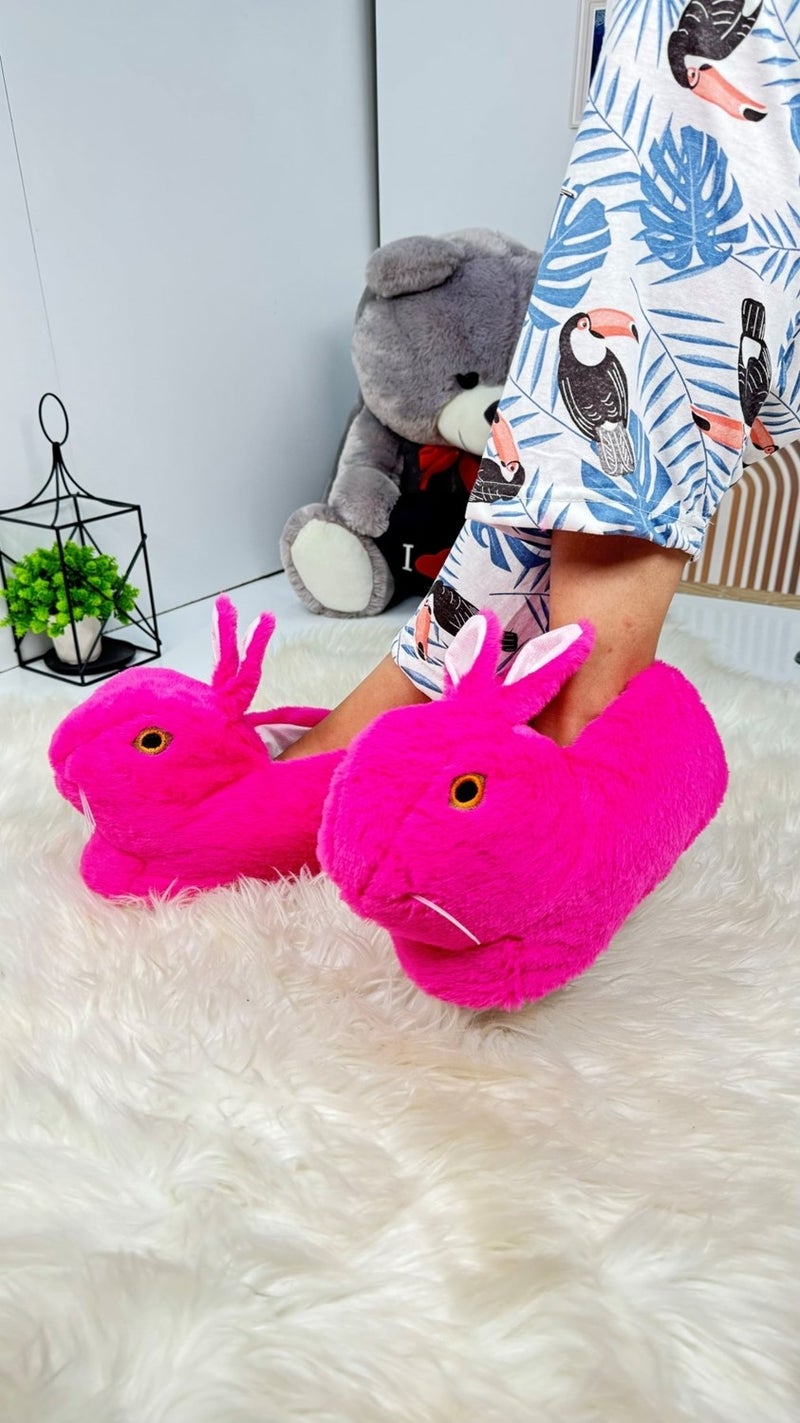 Nstil Women's Panduf Rabbit Figured Plush Home Boots Patterned Flat Sole Comfortable Lightweight 359 - Image 1