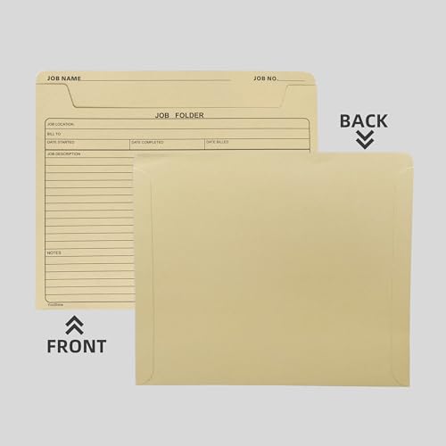 YvnShine 25-Pack Heavy Duty Manila Job Folders 10x12 Inch – Preprinted Project Management File Jackets with Job Tracking & Cost Calculation Fields – for Construction, Manufacturing, Maintenance - Image 3