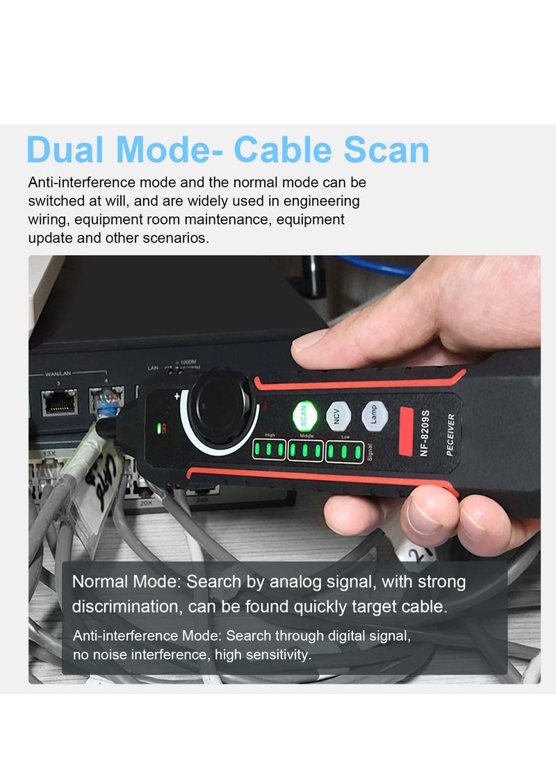 SYOSI Network Cable Tester, Handheld Portable Cable Tester with Display, Multifunctional Cable Length Tester for The CAT5, CAT6, LAN Cable Finder and POE Tester (NF-8209S)  - Image 3