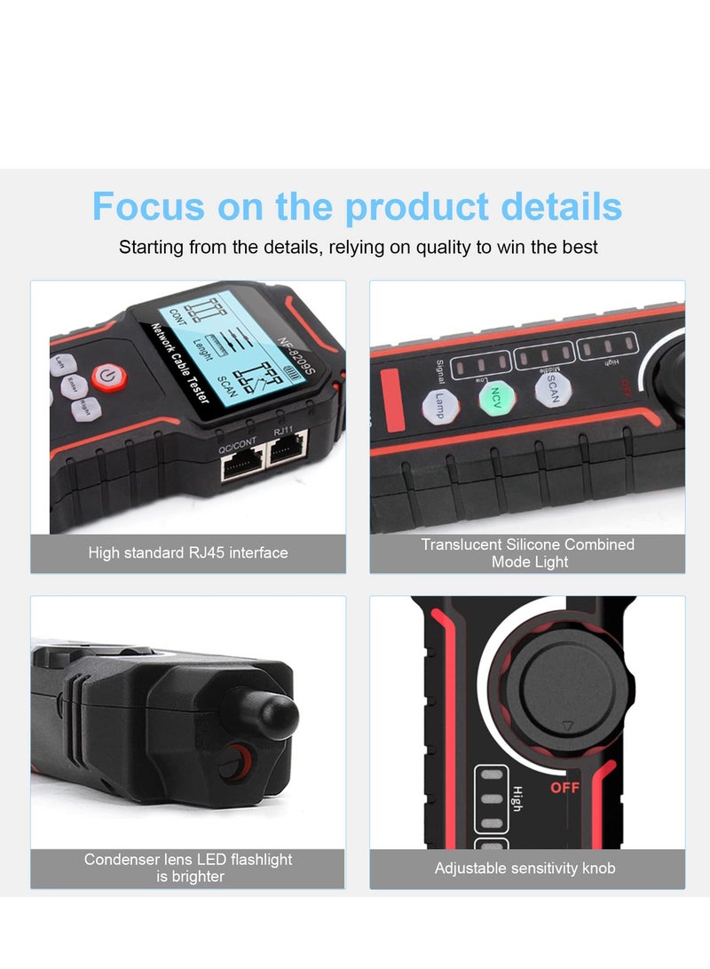 SYOSI Network Cable Tester, Handheld Portable Cable Tester with Display, Multifunctional Cable Length Tester for The CAT5, CAT6, LAN Cable Finder and POE Tester (NF-8209S)  - Image 5