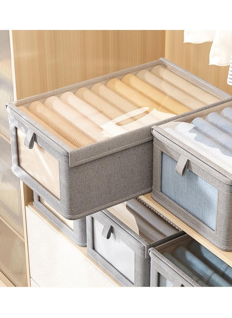 Generic Large Storage Baskets for Shelves | Sturdy Fabric Closet Storage Bins for Organizing with Clear Window| 17x10x8 Collapsible Home Organization with Lid,  3-Pack-1  - Image 3