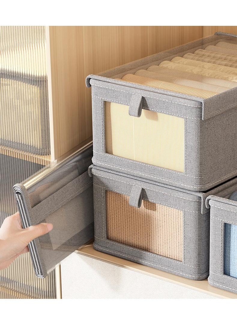Generic Large Storage Baskets for Shelves | Sturdy Fabric Closet Storage Bins for Organizing with Clear Window| 17x10x8 Collapsible Home Organization with Lid,  3-Pack-1  - Image 2