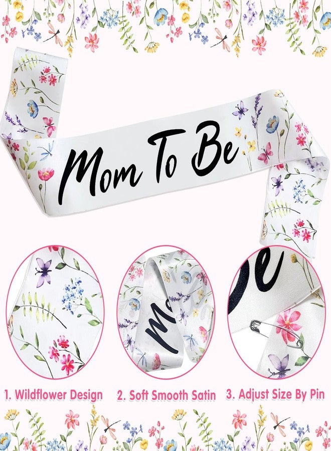 Homanu Wildflower Mom to Be Sash Baby Shower Decorations, Floral Mommy to Be Sash Dad to Be Pin Set for Pregnant Mommy Party Decorations - Image 3