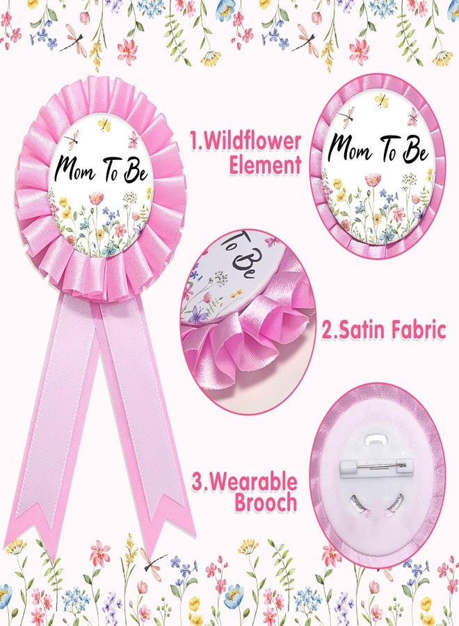 Homanu Wildflower Mom to Be Sash Baby Shower Decorations, Floral Mommy to Be Sash Dad to Be Pin Set for Pregnant Mommy Party Decorations - Image 4
