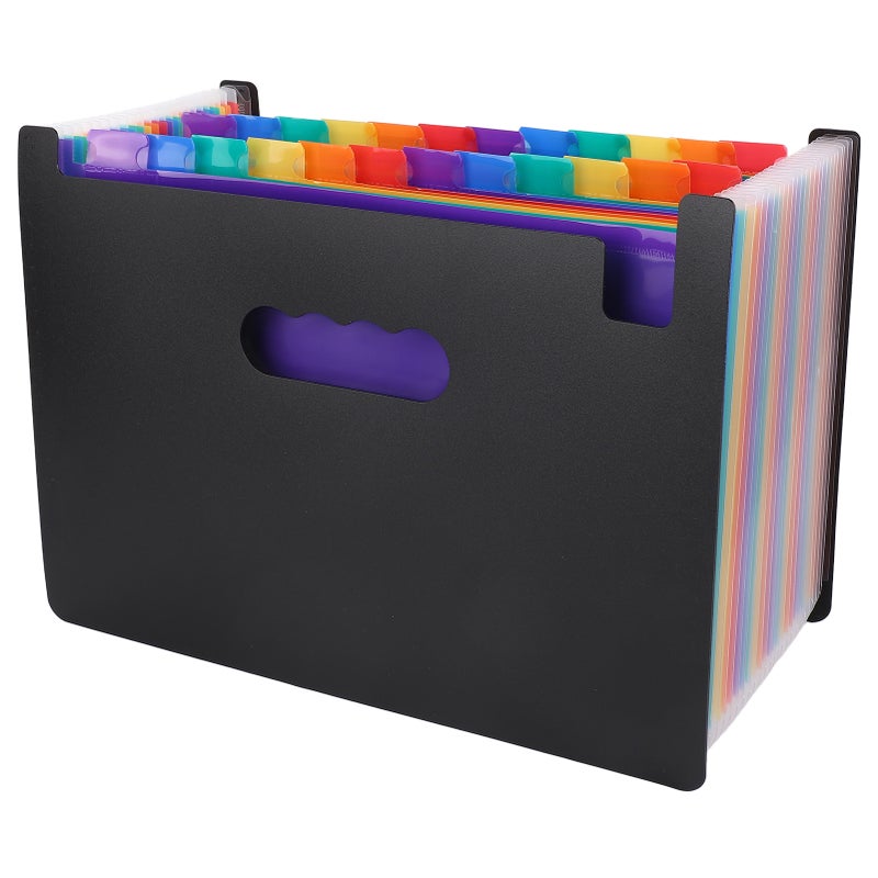 Expanding File Folder 24 Pockets Large Capacity Expanding Document Organizer with Colorful Tabs for Office School - Image 2