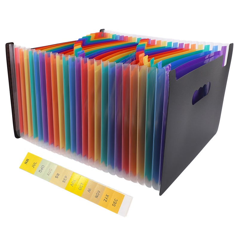 Expanding File Folder 24 Pockets Large Capacity Expanding Document Organizer with Colorful Tabs for Office School - Image 1