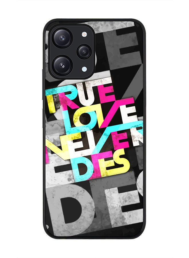 Stylizedd Rugged Black edge case for Xiaomi Redmi 12 4G, Slim fit Soft Case Flexible Rubber Edges Anti Drop TPU Gel Thin Cover -  True Love Never Dies - Image 1
