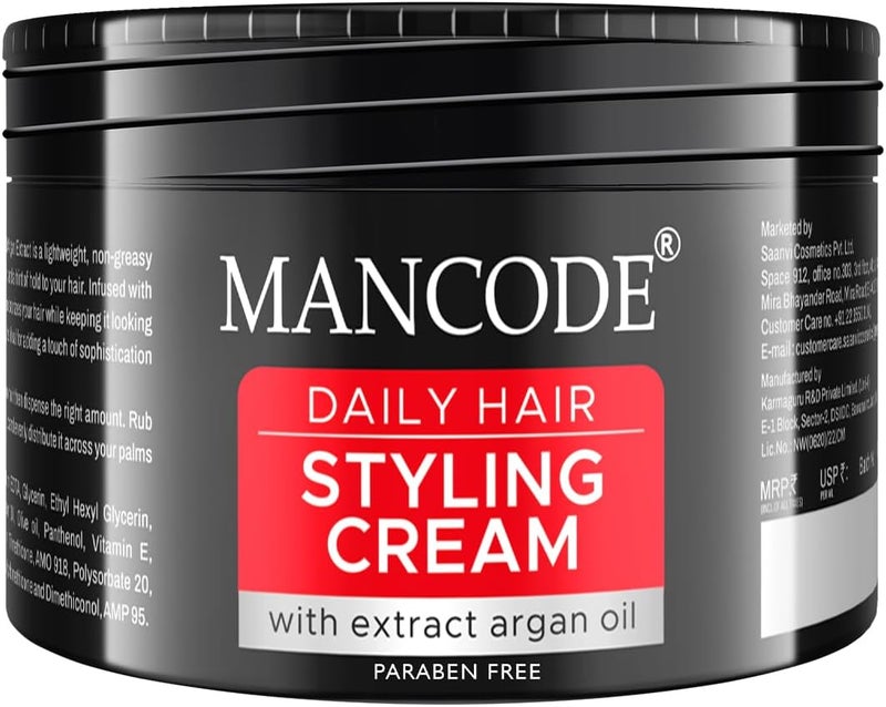 MAN CODE Mancode Hair Styling Cream For Men - 100 gr | For Daily Use Style & Nourishment | Non-sticky, Non-oily | Paraben & Sulphate FREE | Itch Free Daily Hair Cream | UV Protect & Care | Soft & Manageable - Image 1
