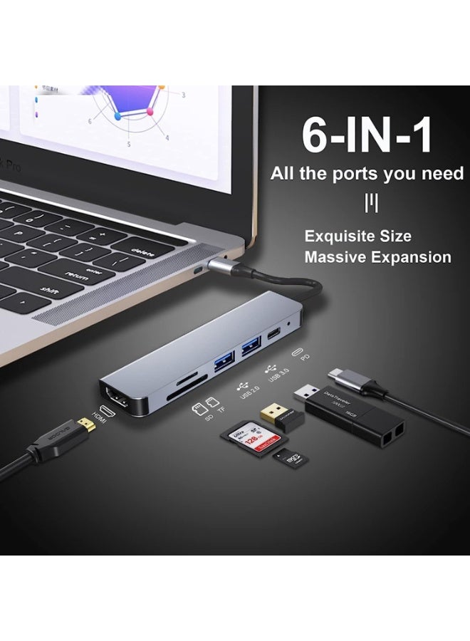 أوريون ماكس محول متعدد المنافذ 6 في 1 بمنفذ USB-C، يدعم دقة 4K HDMI، شحن سريع بقوة 100 واط، منفذي USB 3.0، قارئ بطاقات SD وTF، متوافق مع أجهزة MacBook وDell وHP وSurface وiPad Pro وأجهزة الكمبيوتر المحمولة - Image 4