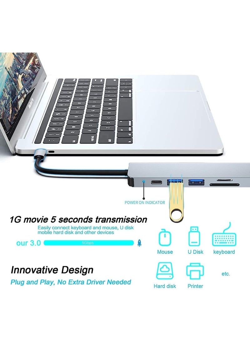 أوريون ماكس محول متعدد المنافذ 6 في 1 بمنفذ USB-C، يدعم دقة 4K HDMI، شحن سريع بقوة 100 واط، منفذي USB 3.0، قارئ بطاقات SD وTF، متوافق مع أجهزة MacBook وDell وHP وSurface وiPad Pro وأجهزة الكمبيوتر المحمولة - Image 3