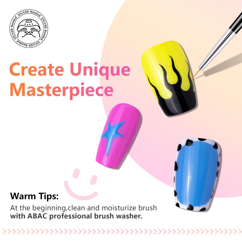 ABAC 24 Color Solid Gel Nail Polish,Ombre Gel Nail Polish,Pat Paint Nail Gel - Rainbow Shades Yellow/Ocean Blue Hema-Free w/Brush,LED Curing for Everyday Wear,Party Nails Pro Salon DIY Set - Image 4
