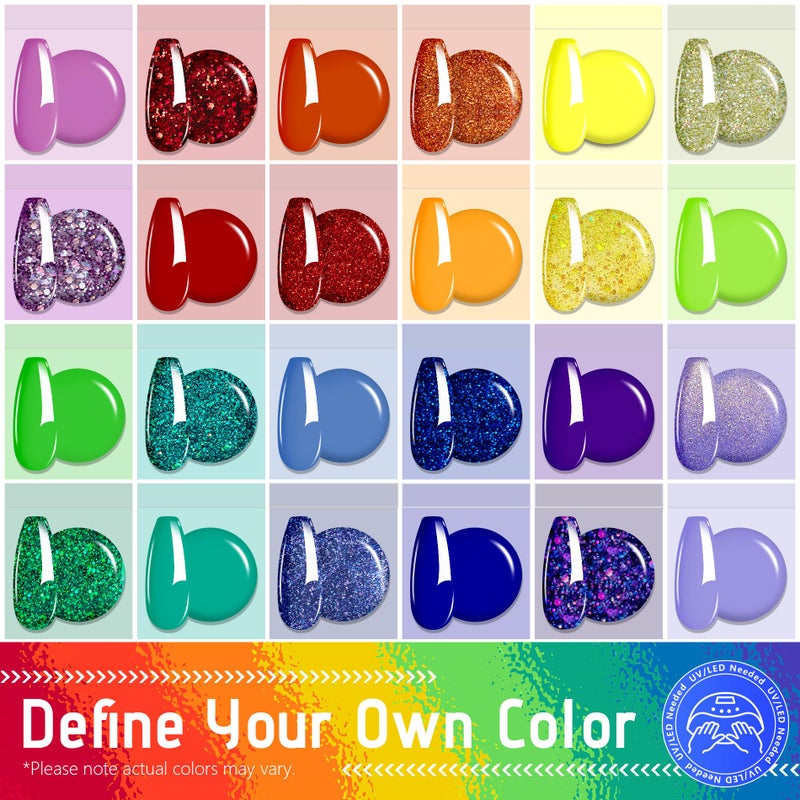 ABAC 24 Color Solid Gel Nail Polish,Ombre Gel Nail Polish,Pat Paint Nail Gel - Rainbow Shades Yellow/Ocean Blue Hema-Free w/Brush,LED Curing for Everyday Wear,Party Nails Pro Salon DIY Set - Image 5