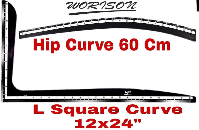Worison Fashion Designing Tailoring 1pc Hip Curve and 1pc L scale Combo 24 inch Ruler - Image 2