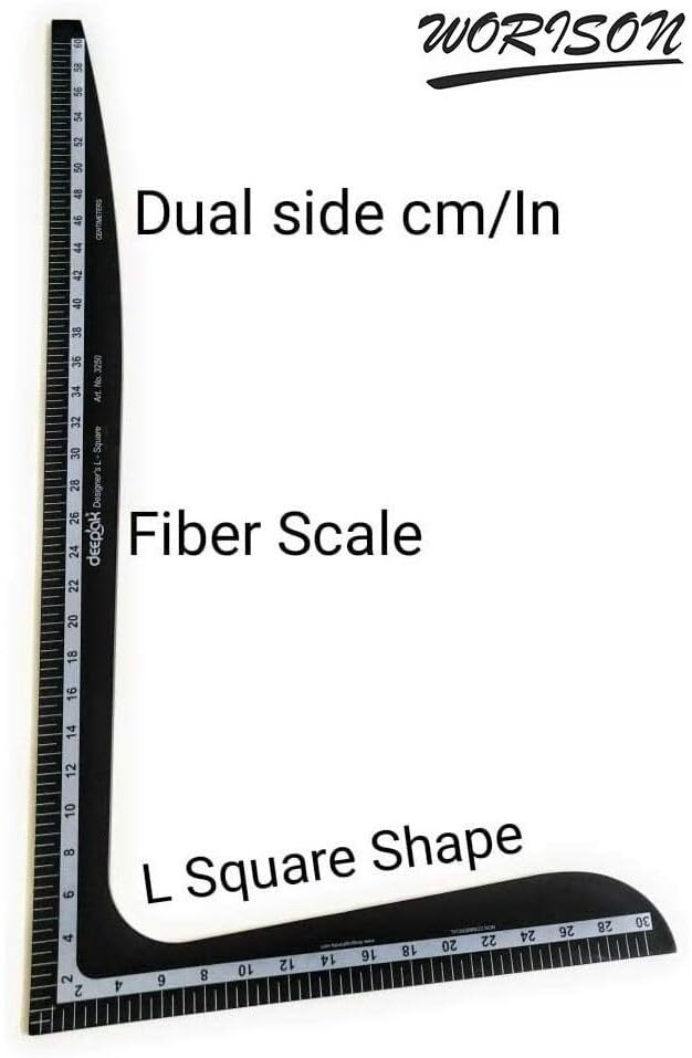 Worison Fashion Designing Tailoring 1pc Hip Curve and 1pc L scale Combo 24 inch Ruler - Image 5