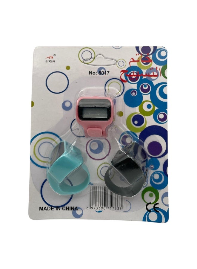 Digital Electronic Finger Counter Set, 3 Pieces, Multicolor