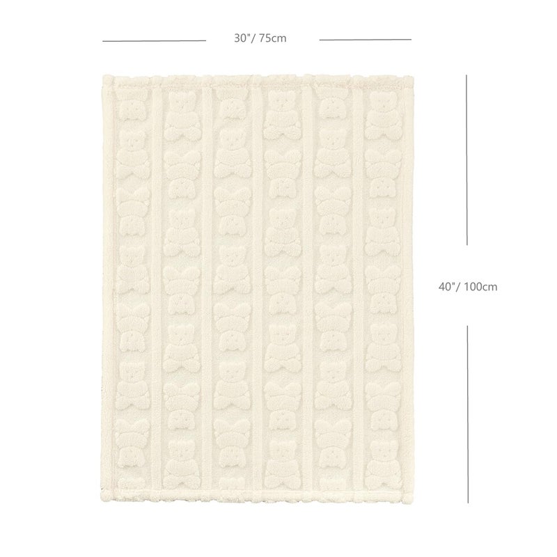 CREVENT 30"X40" Cozy Soft Warm Sherpa Baby Blanket for Girls Boys, Newborn Essentials for Infant, Baby Shower Receiving Gift - Ivory Bear 75X100cm + Gift Bag with Ribbon - Image 3
