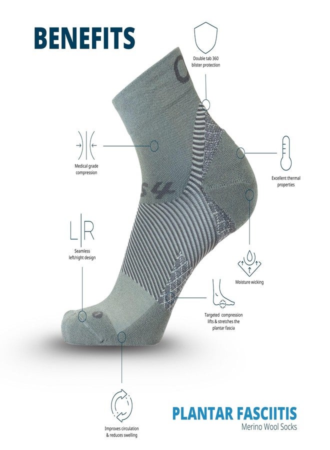OS1st FS4 Plantar Fasciitis Socks Merino Wool Crew treats and prevents plantar fasciitis, heel and arch pain reduces swelling (US, Alpha, Medium, Regular, Regular, Black Qtr Crew) - Image 5