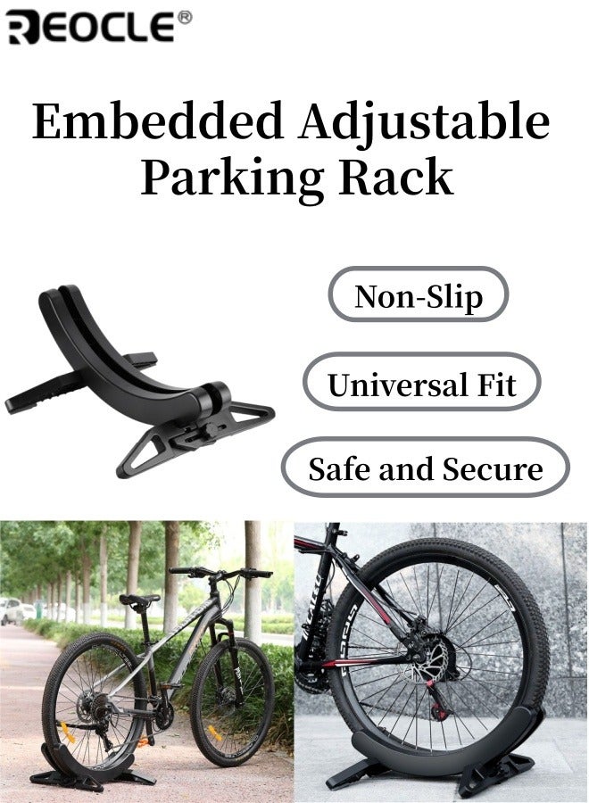 REOCLE Mountain Bike Parking Rack Adjustable Floor Stand Bicycle Storage Rack for Road Bikes Indoor and Outdoor Use for Cyclists Commuters and Families - Image 1