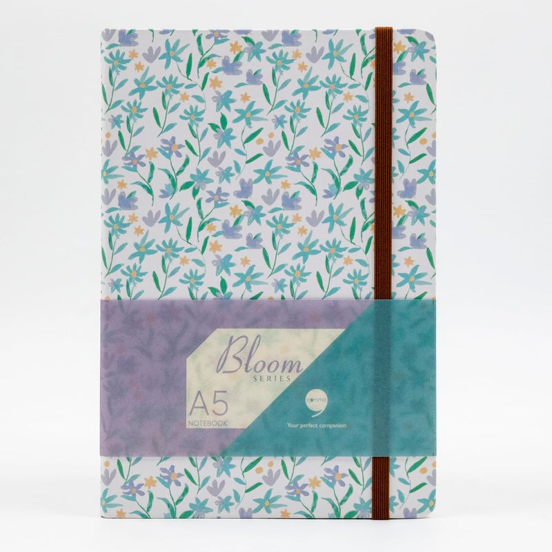 COMMA | Bloom Series | A5 Size | Hard Bound Notebook | 160 Pages | 100gsm Natural Shade Paper | PU Cover Material - White - Image 1