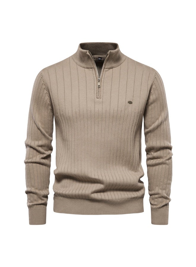 BIRD Autumn Winter Stand-Collar Sweater Men Zipper Knit Pullovers Thick Cotton Knitwear Man Warm Jumpers Casual Sweaters Man Clothes - Image 1