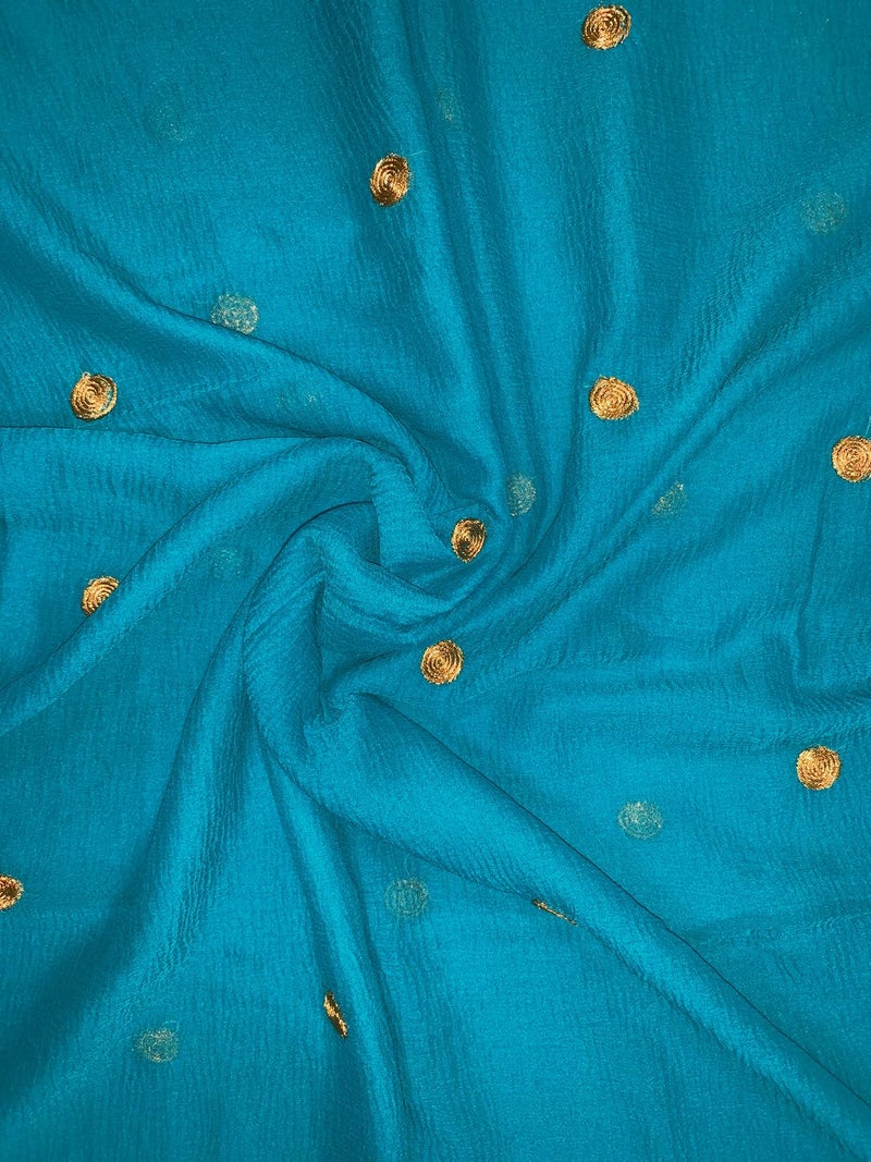 themilestocks Woman's Embroidered Chiffon Dupatta Scarf Shawl Wrap Soft Indian Bridal Wedding - Teal - Image 5