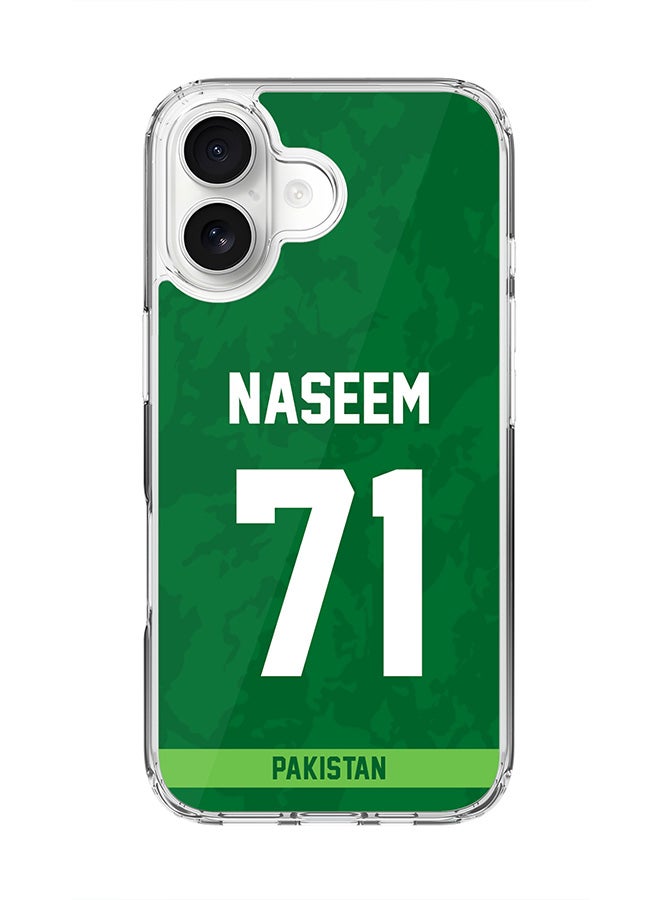 Stylizedd Classic Clear MagSafe Case for iPhone 17 , Hybrid Soft Case Flexible Edges Anti Drop TPU PC Gel Thin Transparent Cover [ Designed for iPhone 17 ] - Team Pakistan Naseem Shah, Jersey No 71