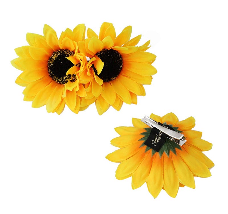 3PCS Women Girls Simulation Yellow Floral Fall Sunflower Hair Clips Alligator Clips Hairpin Hair Clamp Barrettes Headwear Hair Hair Styling Accessories for Party Beach Vacation Wedding Bridal