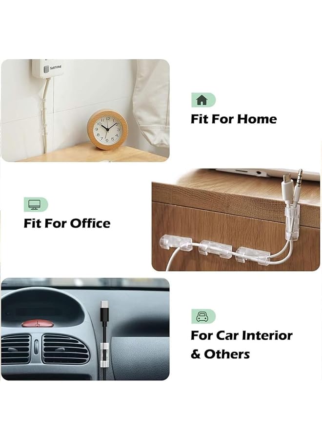 erorex 40Pcs Cable Clips Strong Self Adhesive Cable Management Clips Transparent Cord Holder Wire Clamp Cord Organizer For 6 8Mm Cables Indoor Outdoor - Image 4