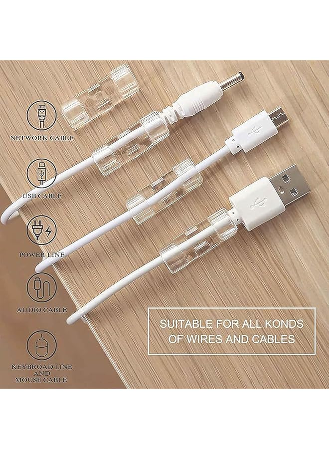 erorex 40Pcs Cable Clips Strong Self Adhesive Cable Management Clips Transparent Cord Holder Wire Clamp Cord Organizer For 6 8Mm Cables Indoor Outdoor - Image 2