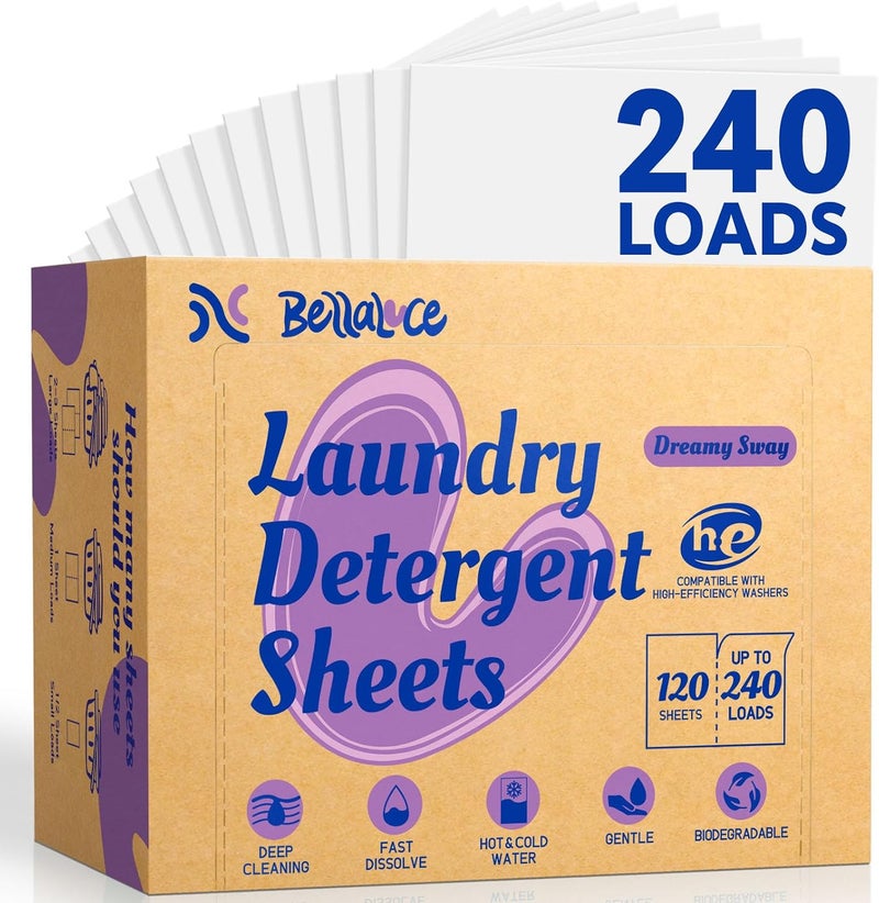 Bellaluce Laundry Detergent Sheets, 240 Loads, Midnight Tuberose Scent | Plastic-Free Laundry Detergent, Fast-Dissolving, Hypoallergenic Formula Laundry Sheets, Space-Saving for Home, Dorms & Travel - Image 1