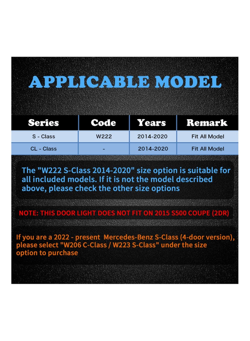 Zikra 2PCS MB Logo Door Light Projector Non-Fading, Welcome Lamp Puddle Lights Door Light Logo Projector Compatible with Accessories S400 S450 S500 S550 S600 S63 S65 S680 (S Class, W222 2014‚Äì2020) - Image 2