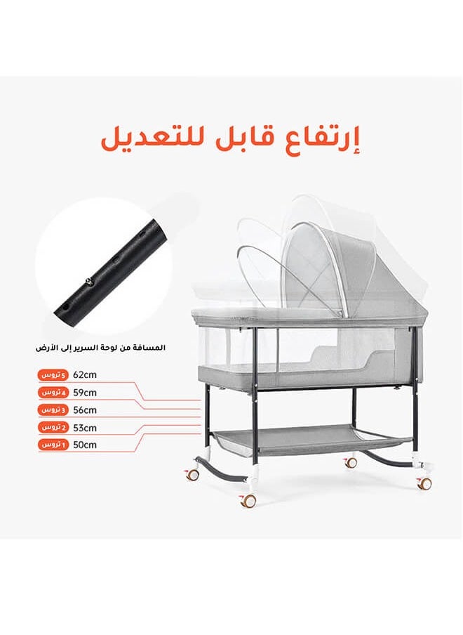 ريوليو سرير جانبي للرضع، 3 في 1 سرير جانبي للرضع مع ناموسية وعجلات، حقيبة تخزين كبيرة، قابل لتعديل الارتفاع، سهل التركيب  - Image 4