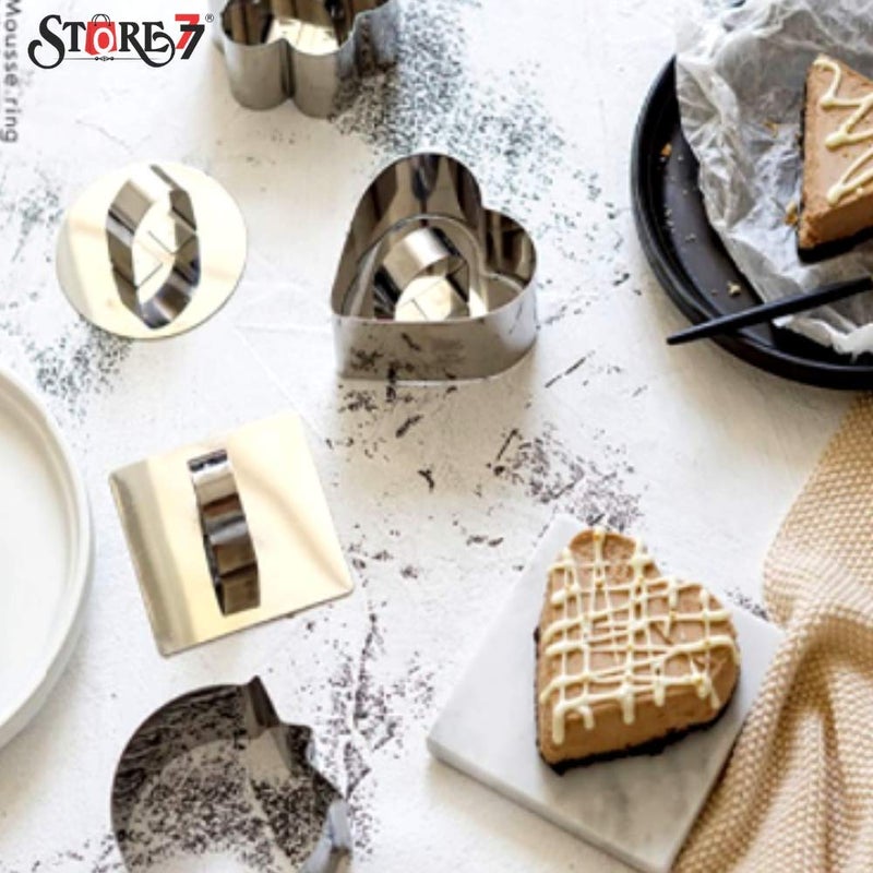 CONNECTWIDE 4Pcs Cake Mold Non-Stick Stainless-Steel Dessert Mousse Cooking Mold Pancake Pastry Chocolate Cake Fruit Cookie Cutter with with Pusher & Lifter Cooking Ring - Image 5
