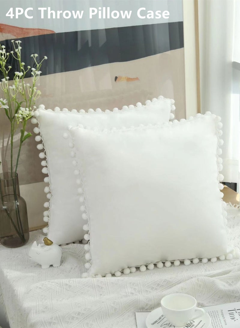 Kutis غطاء وسادة مكون من 4 قطع، تيريلين أبيض، 45 × 45 سنتيمتر  - Image 1