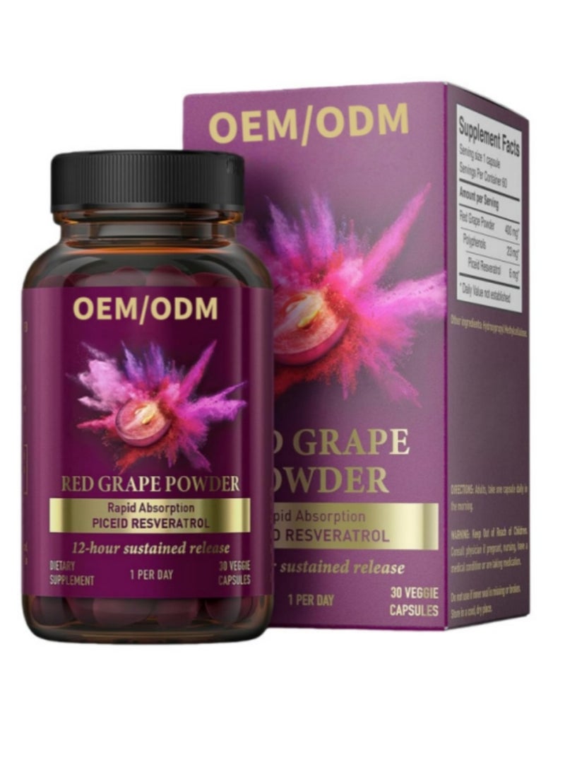 VINIA 12 Hour Long Lasting Energy Piceid Resveratrol Vegan Capsules Support Heart Health and Blood Flow (60 Capsules) - Image 1