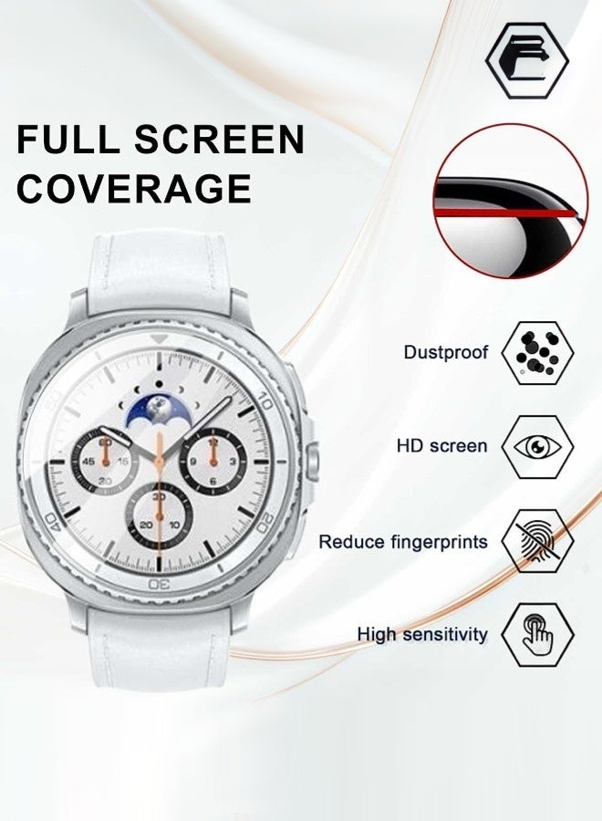 بشكل مختصر [2 قطعة] حامي شاشة من الزجاج المقوى 9H مع إطار محاذاة التركيب لساعة سامسونج جالاكسي واتش 8 كلاسيك مقاس 47 ملم، غطاء زجاجي كامل شفاف مُصمم لإصدار ساعة سامسونج واتش 8 كلاسيك (2025) - Image 4