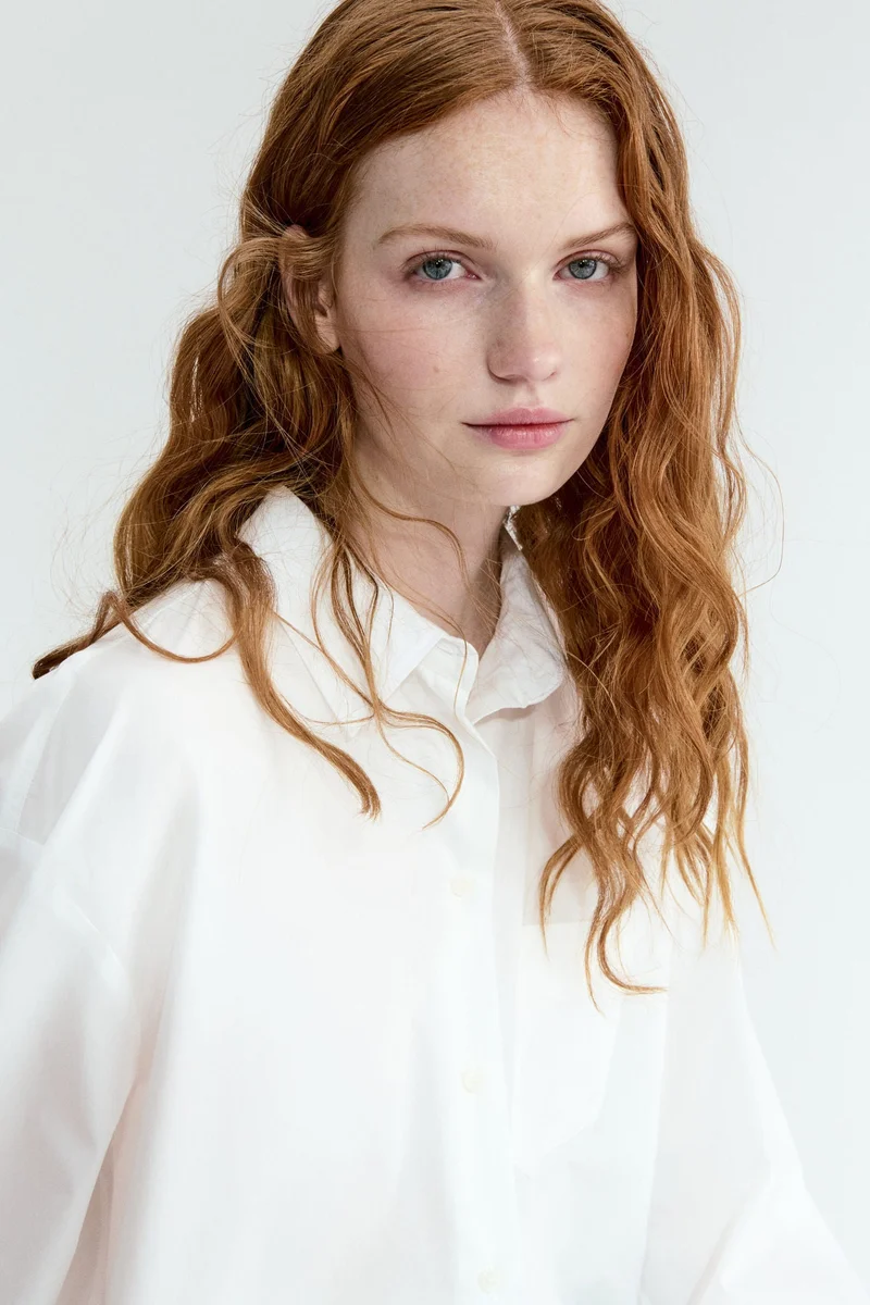 اتش اند ام قميص من البوبلين بقصّة فضفاضة