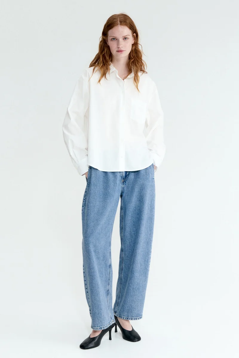 اتش اند ام قميص من البوبلين بقصّة فضفاضة