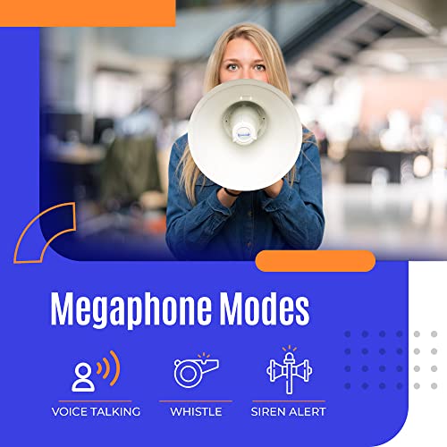 ThunderPower THUN450 Extra-Loud Megaphone Speaker – 35W Voice Amplifier for 1,400-Yard Range – Bullhorn Megaphone with Voice, Siren & Whistle Mode – Bull Horn Loud Speaker with Mic & Shoulder Strap - Image 5