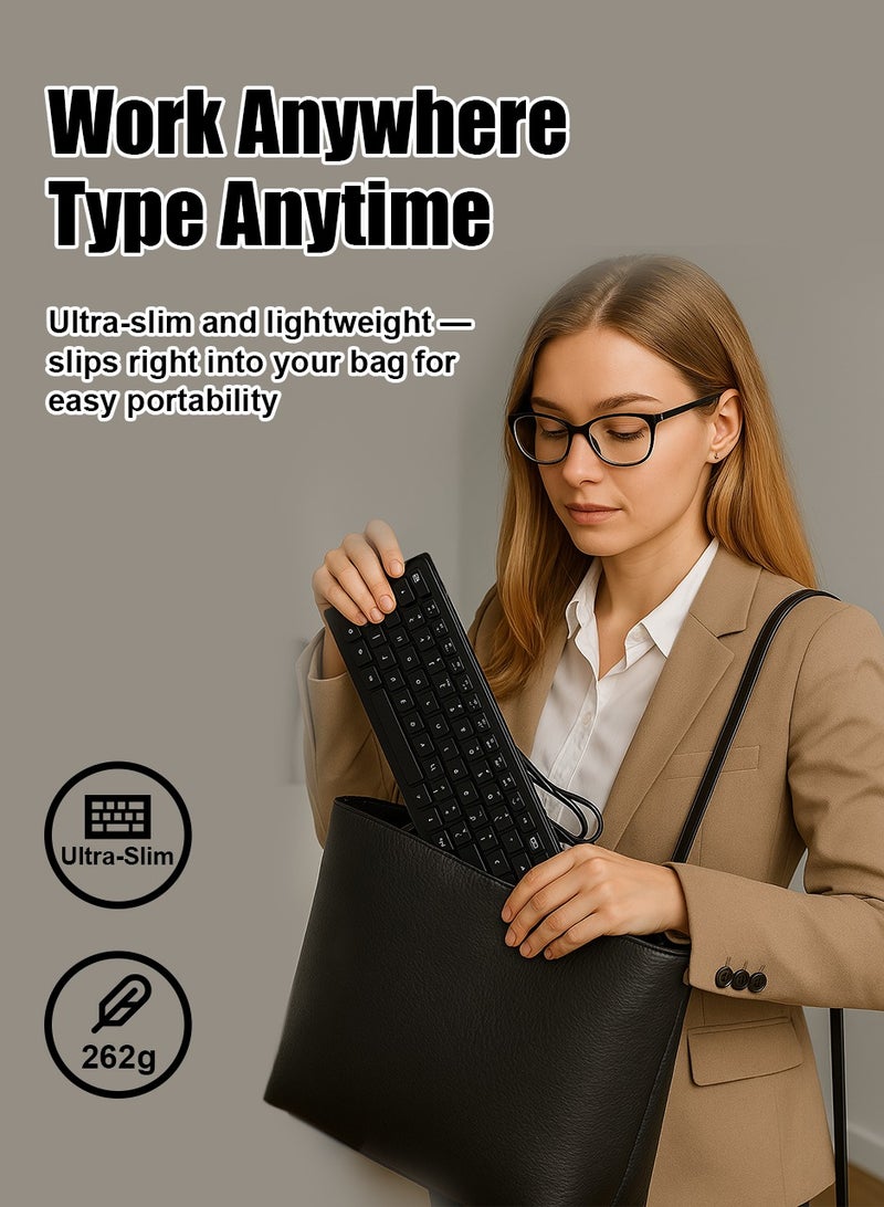 Jite Ultra-Slim Wired Office Keyboard – Lightweight, Quiet & Ergonomic Design – Compatible with Windows & Mac – Portable for Work, Home & On-the-Go Use  - Image 2