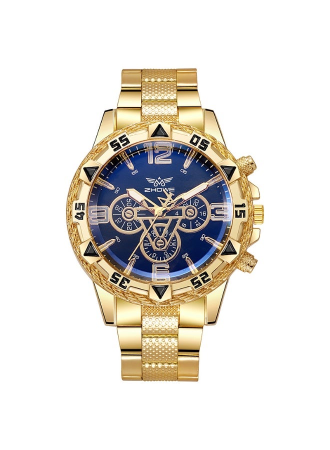 Mark Fairwhale Large Dial Gold Watch Blue Light Men's Watch