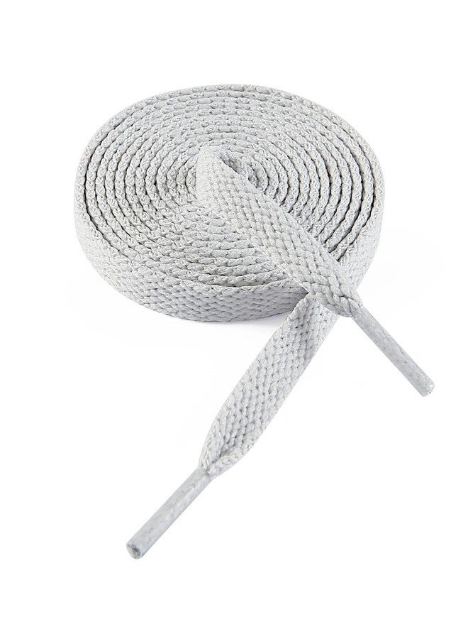 VSUDO Flat Shoe Laces for Sneakers, Shoelaces for Sneakers, Athletic Shoelaces, 08 White Gray, 54" ( 137 CM ) - Image 1