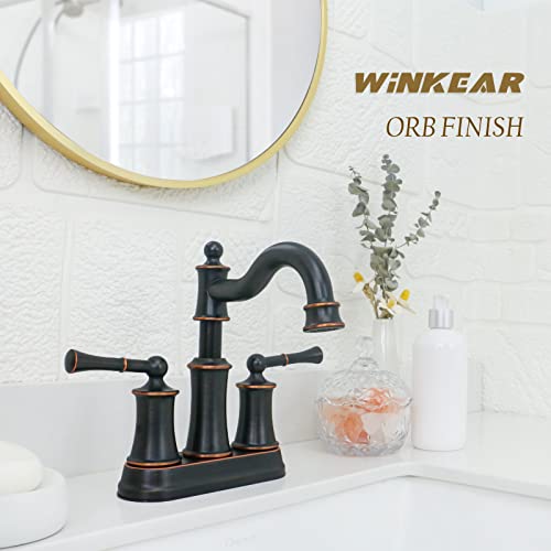 WINKEAR Roman Bathroom Sink Faucet Deck Mount or Wall Mount Installation Popup Drain Assembly with Overflow Deck Plate and Water Supply Lines Included 2 Hole Deck Mount ORB - Image 3