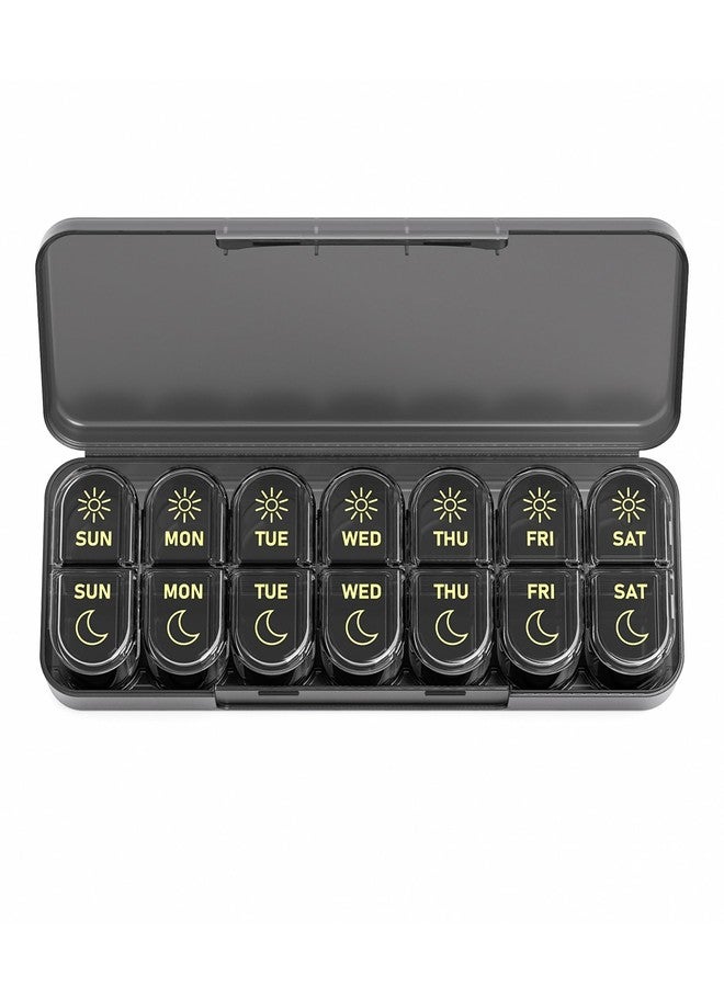 Daviky Pill Organiser, Pill Organiser 2 Times a Day, Weekly Pill Box 7 Day (AM & PM), Premium Tablet Organiser, 7-Day Medicine Organiser for Travel, Vitamins, Fish Oils & Supplements - Image 1