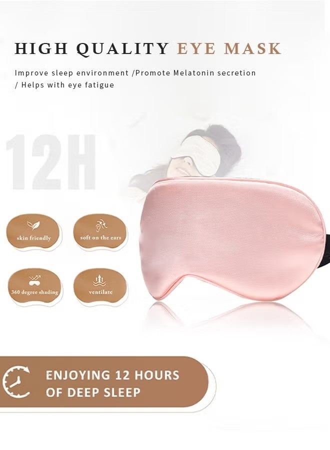 هابي دي 3 قطع من أقنعة النوم الحريرية لتعتيم الضوء، قناع للعين للنوم مع أحزمة قابلة للتعديل ومرنة (أسود، وردي وأزرق) - Image 3