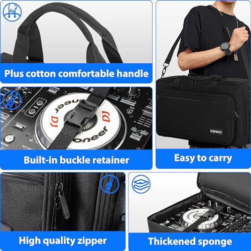 ITHWIU Padded DJ Controller Case for Hercules DJ Inpulse 500, DDJ REV1, NI Traktor Kontrol S4 MK3, DDJ SR DDJ SR2, Numark PLATINUM FX, DDJ RR, Akai MPK225, 23.5 x 14 x 3 Inch, Black - Image 5